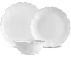 Karaca White Flower - Dinerset / Serviesset – 18-delig – 6 Personen – Opal Glass – Wit – Tafelservies