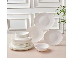 Karaca White Pure Opal Glazen Serviesset – 24-Delig – 6 Personen – Wit – Modern & Duurzaam Design