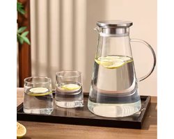 Karaf – 1,5 Liter – Met RVS Deksel – Hittebestendig – Waterkan voor Koude en Warme Dranken