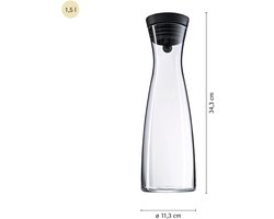 Karaf 1.5L 617726040 zwart/zilver, Glas, CloseUp sluiting, Ingebouwde zeef, Brede Vulopeining, Druppelvrij schenken, Inhoud 1,5 liter