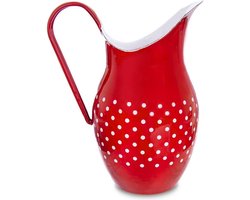Karaf Geëmailleerde Rood met Stippen TECKA 2,5 l - Kan - Waterkaraf voor Fruitwater - Waterkan - Drinkkan
