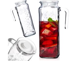Karaf Glas met Deksel 1,2 l - Kan - Waterkaraf voor Fruitwater - Waterkan - Drinkkan