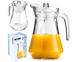 Karaf Glas met Deksel 1,4 l - Kan - Waterkaraf voor Fruitwater - Waterkan - Drinkkan