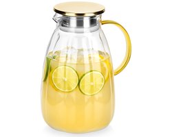 Karaf Glas met Deksel 2,2 l - Kan - Waterkaraf voor Fruitwater - Waterkan - Drinkkan
