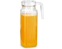 Karaf Glas met Deksel Smal voor Koelkast 1 l - Kan - Waterkaraf voor Fruitwater - Waterkan - Drinkkan