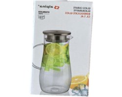 karaf met deksel 1.4 liter glas/roestvrij staal transparant/zilver