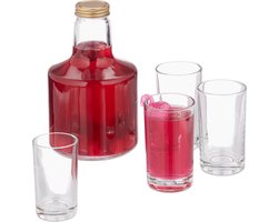 karaf met glazen - set - schenkkan van 1 l - met deksel - 4 drinkglazen van 200 ml - voor koude dranken