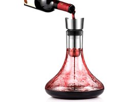 Karaf Rode Wijnkaraffen Decanteer met Ingebouwde Aerator Beluchten en Filters, Druppelvrij Ingieten Wijn, 1800ml/63.3oz (Volledige Capaciteit)