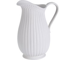 Karaf/schenkkan/vaas van mat wit keramiek 24 x 14 cm - Originele vaas of drankjes serveren toepassing