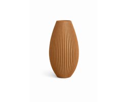 Karamel Vaas 25 cm – Moderne Ribbel Vaas – Design Vaas – Scandinavische Woondecoratie