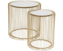 Kare Bijzettafel Wire Brass Set van 2