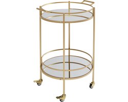Kare Design Bartrolley tafel glas goud met wielen