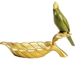 Kare Design Decorative Bowl, Parrot, Artificial Stone, Gold, Shelf, 10 x 21 cm