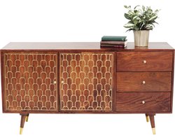 Kare Design Muskat Dressoir 2-Deurs/3-Laden - B145 X H45 X H75 Cm - Bruin Mangohout