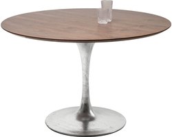 Kare Design SALE - Invitation Ronde Eettafel Ø120x76 - Tafelblad Walnoot - Trompetvoet Verzinkt