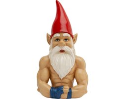 Kare Design - Sculptuur - Decoratief Beeld Muscle Gnome - Gespierde Kabouter - H 32 cm - gebruik binnenshuis