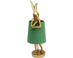 Kare Design - Tafellamp - Dierenlamp Konijn - goud/groen