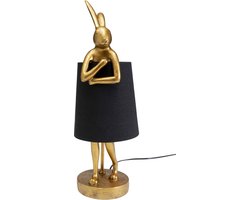 Kare Design tafellamp konijn goud met zwarte kap 50 cm