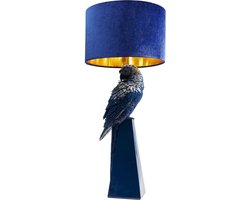 Kare Design tafellamp papegaai blauw 84 x 35 cm polystyreen, gelakt staal, met messing en blauwe kap