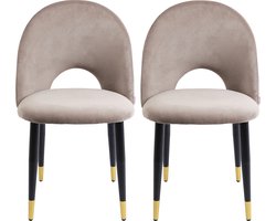 Kare Eetkamerstoel Iris Taupe (Set van 2)