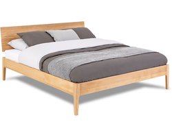 Karlsson Bed Sky met lattenbodems Bossflex 400 en B Bright Gold Coolmax matrassen - 140 x 200 cm - eiken honing