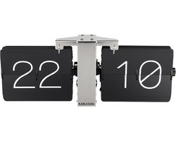 Karlsson Flipklok No Case - Zwart - Chromen basis - 36x8,5x14cm - Scandinavisch
