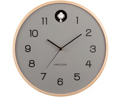 Karlsson Koekoeksklok Natural Cuckoo - Muis Grijs - Ø31,5cm - Wandklok Scandinavisch,Modern