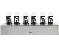 Karlsson Tafelklok Cathode - Geborsteld Staal voet, Wit LED - 28x7,5x11cm - Scandinavisch