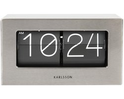 Karlsson Wand-/Tafelklok Boxed Flip - Geborsteld Staal - 20,5x7x11,5cm - Scandinavisch