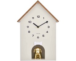 Karlsson Wandklok Dog House - Warmgrijs - 11.5x26.5x36.5cm - Wandklok Modern