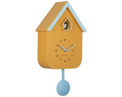 Karlsson Wandklok Dupla Color Cuckoo - Geel - 21.5x21.5x41.5cm - Wandklok Modern