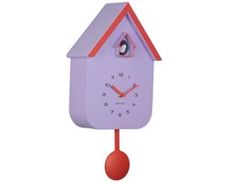 Karlsson Wandklok Dupla Color Cuckoo - Paars - 21.5x21.5x41.5cm - Wandklok Modern