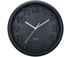 Karlsson Wandklok Elevated Classic Numbers - Mat zwart - 5x33.5x33.5cm - Wandklok Scandinavisch