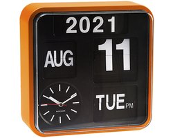 Karlsson Wandklok Mini Flip - Oranje/Zwart - 24x24x10cm - Scandinavisch
