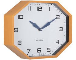 Karlsson Wandklok Modern Factory Octagon - Geel - 32x32x26cm - Wandklok Modern