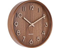 Karlsson Wandklok Pure - Donker lindehout - Small - Ø22cm - Scandinavisch