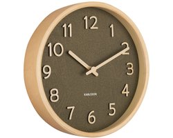 Karlsson Wandklok Pure Wood - Small - Nerven Mosgroen - Ø22cm - Modern