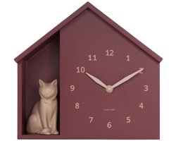 Karlsson Wandklok Sitting Cat - Rood - 24.9x24.9x27cm - Wandklok Modern
