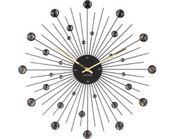 Karlsson Wandklok Sunburst - Kristal, Zwart - Large - Ø50cm - Scandinavisch