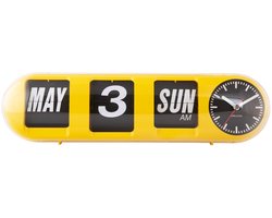 Karlsson Wandklok Tube Flip - Heldergeel - 38x10x13.5cm - Wandklok Scandinavisch