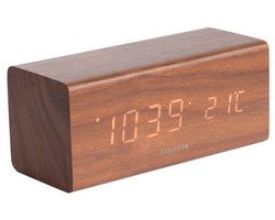 Karlsson Wekker Block - Donker Hout - 16x7,2x7cm - Scandinavisch - Wekker voor slaapkamer - Wekkers