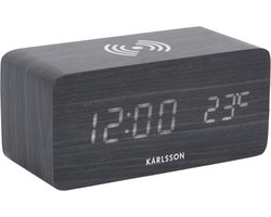 Karlsson Wekker Block LED - Zwart - 7,4x15x7,1cm - Modern - Wekker voor slaapkamer - Wekkers