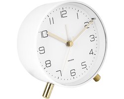 Karlsson Wekker Lofty - Metaal Mat Wit - Ø11cm - Scandinavisch - Wekker voor slaapkamer - Wekkers
