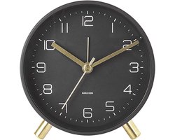 Karlsson Wekker Lofty - Metaal mat Zwart - Ø11cm - Scandinavisch - Wekker voor slaapkamer - Wekkers