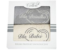 KARO - Handdoekenset - Voor Oma en Opa - 2 stuks - 50x100cm - Crème en Grijs