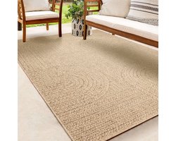 Karpet24 Kenzy Buitenvloerkleed- 120x170 cm met jute look| Rechthoekig met regenboogmotief - Weer- en UV-bestendig Tuintapijt