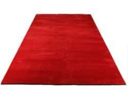 Karpet24 Loft – Luxe Fluweelzacht Effen Vloerkleed in Diep Rood, Modern & Stijlvol-140 x 200 cm