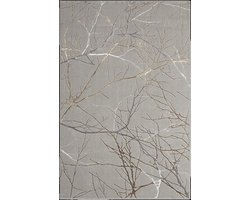 Karpet24 Modern Vloerkleed Creation - Laagpolig Tapijt met Stijlvol Takkenontwerp in Grijs en Crème-80 x 300 cm