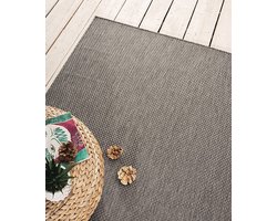 Karpet24 Sisal – Modern Effen Vloerkleed voor Binnen & Buiten, Antraciet-200 x 280 cm