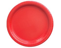 Kartonnen Bordjes rood 23cm 40 stuks - Wegwerp borden - Feest/verjaardag/BBQ borden